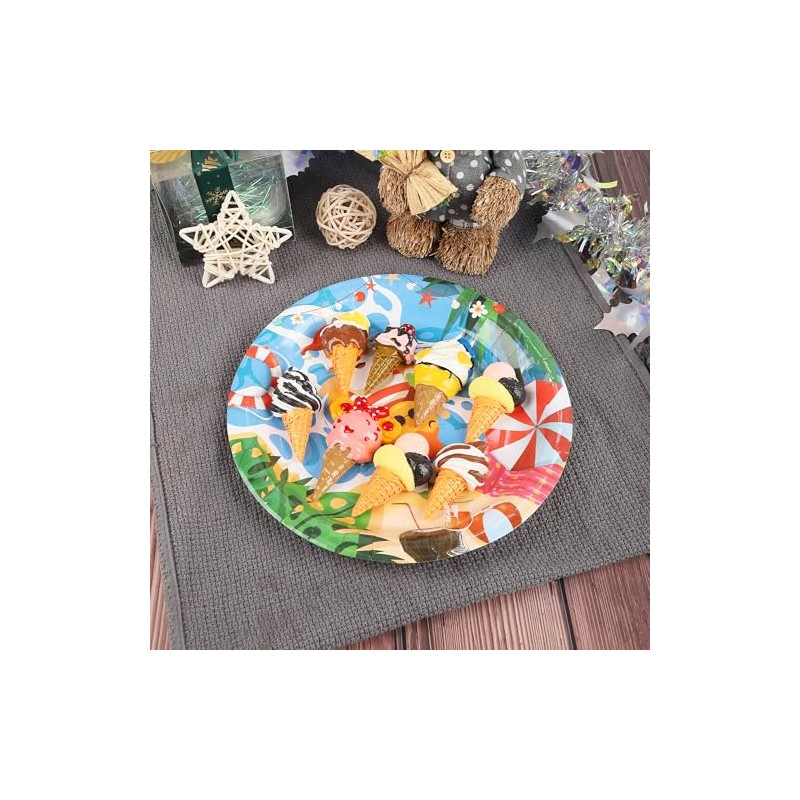 Kpbel Christmas In July Plates, 9" Dinner Plates 7" Dessert