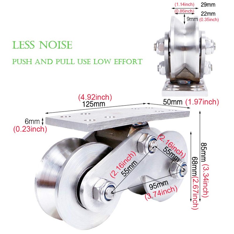 RHKING Sliding Gate Casters Groove Wheel Heavy Duty Rigid Caster
