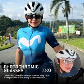 SCVCN Photochromatic Photochromic Cycling Glasses Sports Sunglasses for Men Women UV400 Protection MTB Cycling Glasses Running Driving Tennis Softball Fishing Baseball Triathlon 05