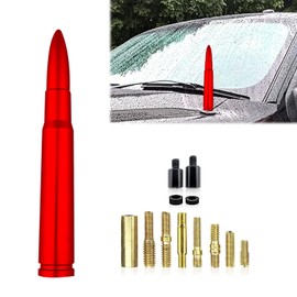 ijuicy 1 PC Car Bullet Antenna, 50 Cal Bullet Antenna, Antenna Topper Replacement, Heavy Duty Pickup Truck Accessories, Fit for GM Chevy Silverado 1500 2500 3500 HD GMC Sierra 1500 2500 3500 (Red)