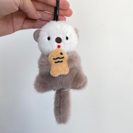 BRIWAD Cute Otter Plush Keychain Pendant Kawaii Bag Charm Lovely Fluffy Keychain Decorative Accessories,Purse Tote Bag Backpack Keyring Charm
