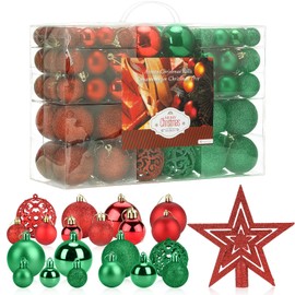 Aitsite Christmas Baubles,Hanging Decorations for Xmas Tree,101 Pcs 2/4/6 CM Shatter Proof Christmas Tree Decorations Red and Green Color,Christmas Balls Decoration Ornamentsl Home Festival Decors
