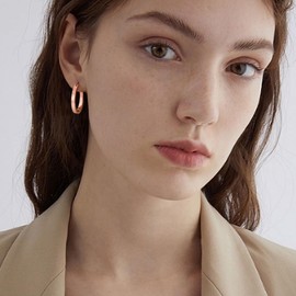 Gacimy Rose Gold Hoop Earrings for Women, 14K Real Rose Gold Plated Flatted Hoops with 925 Sterling Silver Post, 20mm Medium Earrings for Women