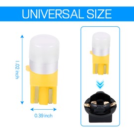 Hovom 6PCS T10 Car LED Light Bulb, 12V 194 W5W Car Instrument Cluster Light Bulb, Super Bright Automotive Bulb Replacement for Dashboard Panel Gauge Indicator Lamp License Plate Lights (Yellow)