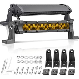 Amber LED Light Bar 6 Inch, Niwaker 2PCS 96W Flood LED Pods Single Row Driving Lights Off Road Fog Light for Truck Jeep SUV UTV ATV Boat