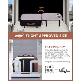 LOVEVOOK Women's Hand Luggage Backpack Large 40L, Black / White / Brown