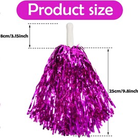 QOOWFEANIG 24Pcs Handheld Cheerleading Pom Poms Shining Metallic Foil Plastic Pom Poms with Baton Handle for Game Sports Squads Dancing Party Football Basketball Club Spirit Sports Stage Performance