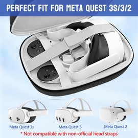 MS.CLEO Hard Carrying Case for Meta Quest 3s/Meta Quest 3, Compact Hard Shell for VR Headset, Compatible with Elite Strap Battery Version Headband, Travel Protection and Home Storage (Black)