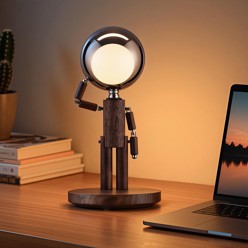 Vadifula Cordless Table Lamp, Rechargeable Wooden Table Lamp with Touch