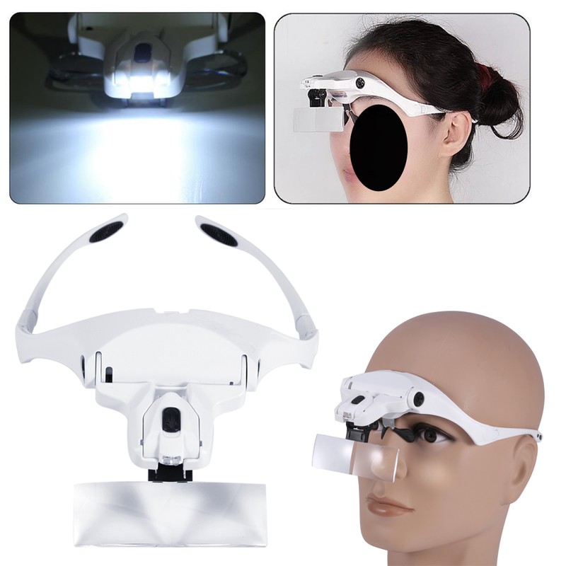 New 5 Lens Headset Magnifier With LED Lights Hand Free