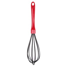 Natural Home Molded Bamboo Silicone Whisk, 12-Inch, Red