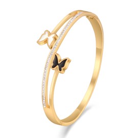 MAHSOD Silver CZ Letter Bangle Bracelet for Women 18K Gold Plated Bangle Bracelet Buckled Cuff Bold Bracelet