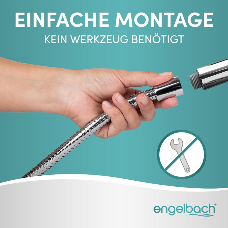 Engelbach® Shower Hose 1.25 m with Double Twist Protection, Stainless