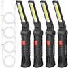 4 Pieces LED Work Light COB Rechargeable Work Lights with Magnetic Base and 360° Rotation Stand 5 Modes Portable Work Flash Light for Car Repair, Household and Outdoor Use (Large)