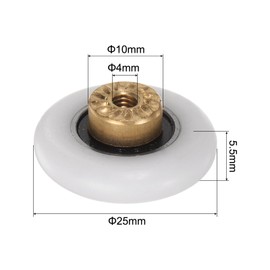 uxcell Shower Door Roller Wheel 25mm Diameter Replacement Part for Bathroom Glass Door, Sliding Shower Door Roller, (2 Set 8pcs)