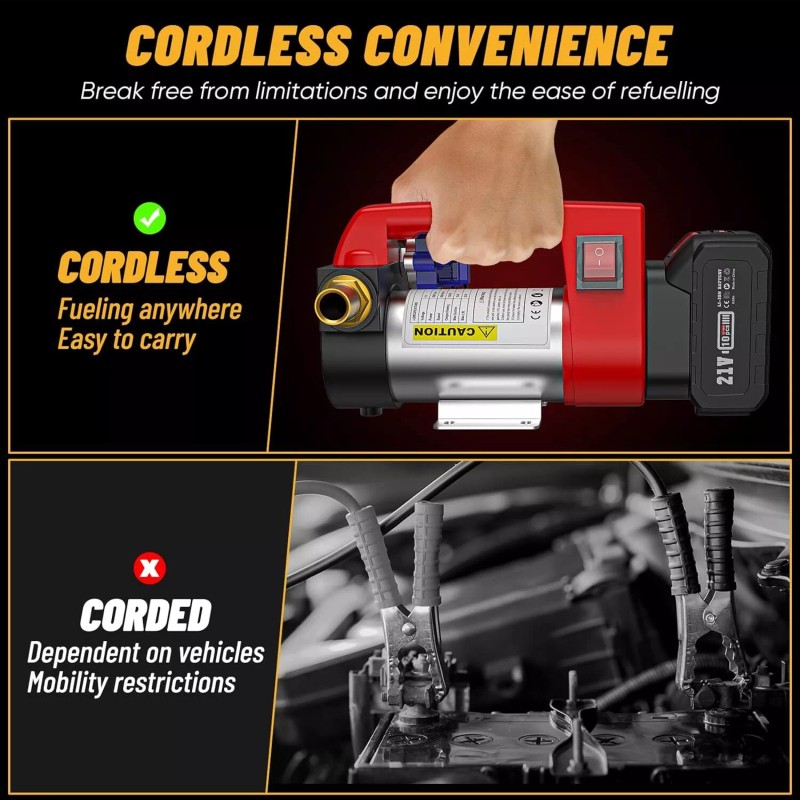 ‎TaskStar Cordless Electric Fuel Transfer Pump with Nozzle & Hoses