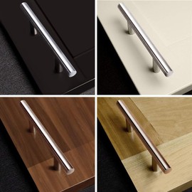 Nuk3y Euro Style Solid Bar Cabinet Handle Pulls, 5-3/4" Length, 3" Hole Center, Satin Nickel, 25 Pack