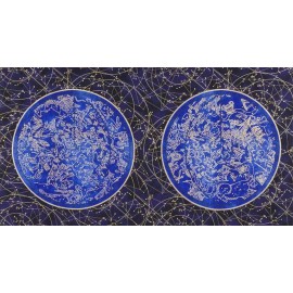 Robert Kaufman Kaufman Fabric STAR MAPS Navy/Gold. Choose: Fat Quarter, 1/2 Yard or By the Yard - Fat Quarter, 23.75″ Hemisphere Panel - Navy & Metallic Gold