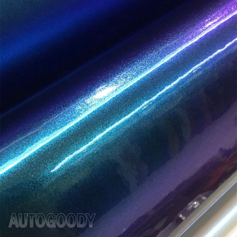 AUTOGOODY 84" x 60" Gloss Metallic Chameleon Purple Teal Vinyl