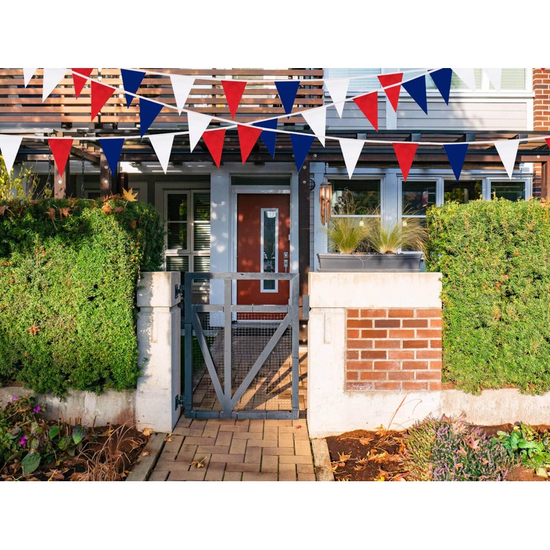 100 Ft Red Dark Blue and White String Flags Pennant