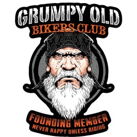Grumpy Old Bikers Club Founding Member Never Happy Unless Riding 7 inch Decal for Cars, Trucks, Motorcycles, Boats & Laptops