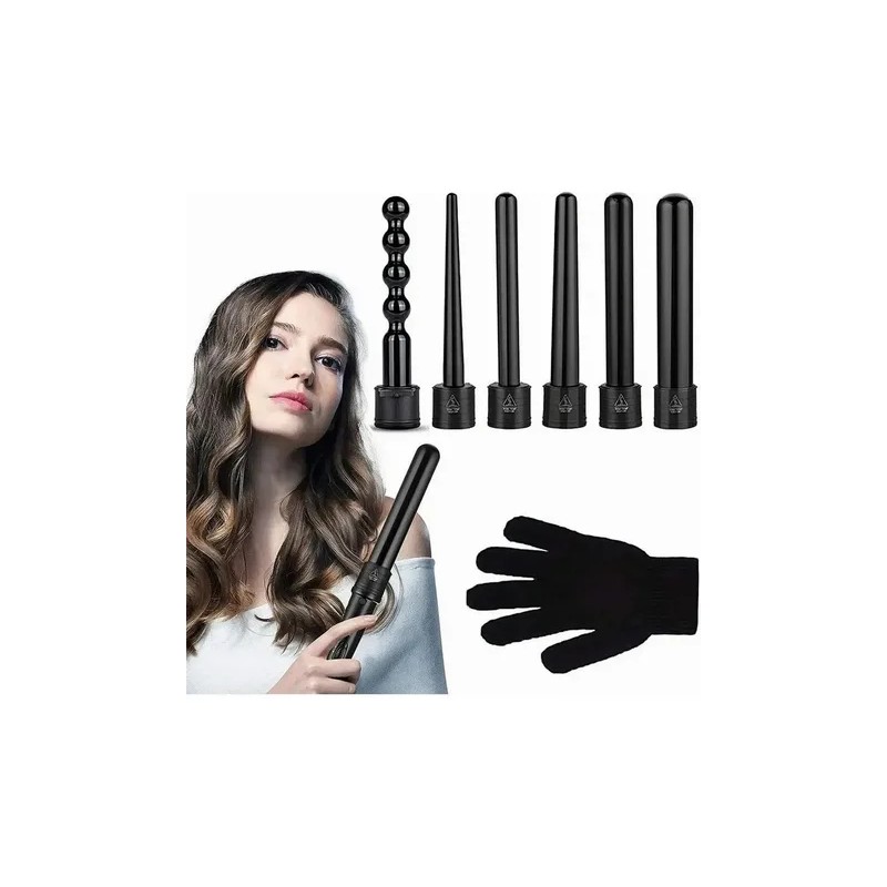 Rizador De Cabello Ferro Cambiable Tenaza 6 En 1 Cerámica