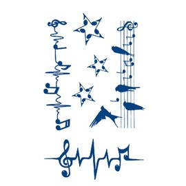 GZ586x2 Temporary Music Notes Tattoo Star Semi-Permanent Tattoo Long-Lasting Tattoo 2 Sheets