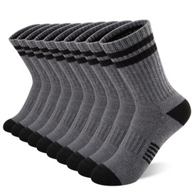 Comfoex 10 Pairs Boys Crew Long Athletic Socks for 4-6 6-8 8-10 Years Old Kids Calf Sports Half Cushioned