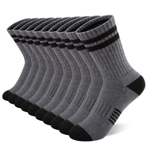 Comfoex 10 Pairs Boys Crew Long Athletic Socks for 4-6