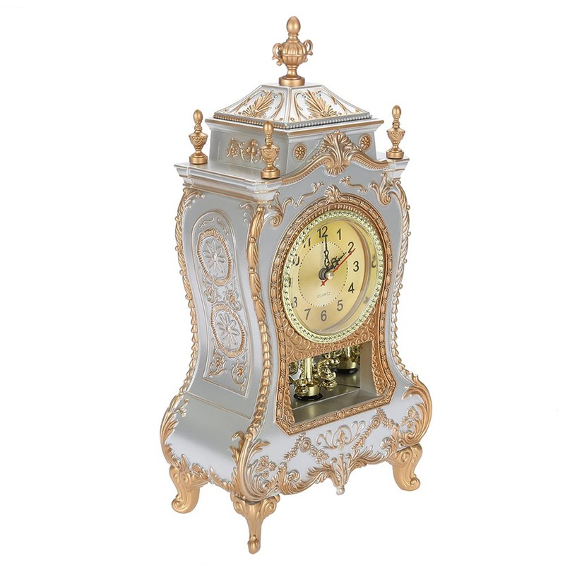 Beufee Vintage Table Clock, Rustic Vintage Style Plastic Shelf Clock