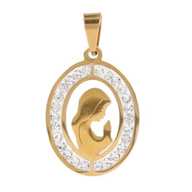 Virgin Mary Pendant Exquisite Carving Titanium Steel Virgin Mary Jewelry for Men Women Daily Wear Golden