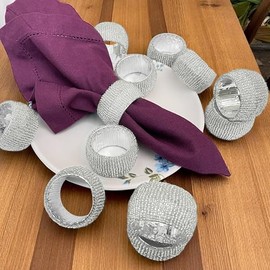 Juego de 12 servilleteros, servilleteros de diamante para decoración de mesa, servilleteros para cenar, aniversario, cumpleaños, día festivo, fiesta de mesa, decoración de mesa de boda, plata