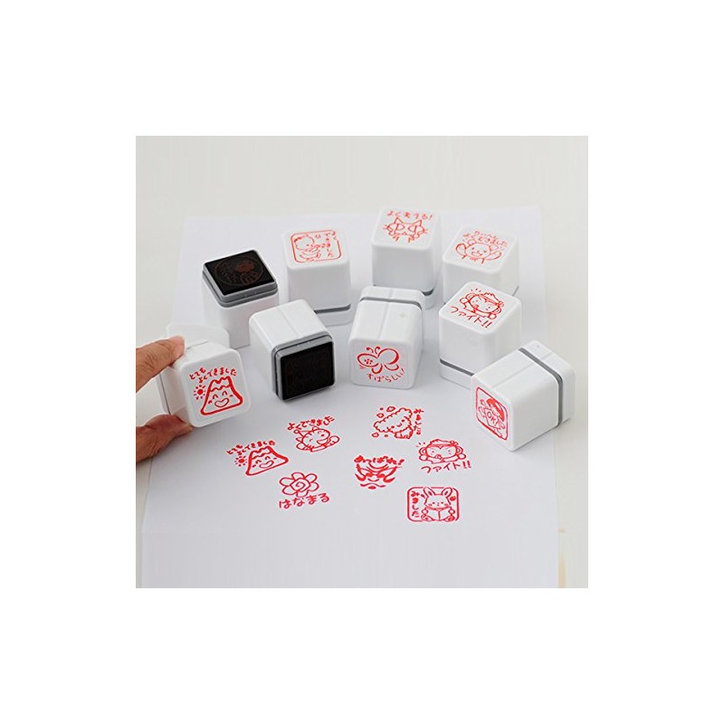 スタンプ工房愛 スタンプ ごほうびスタンプ よく考えて！ クマ 朱色 oh-55