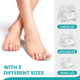 Promifun Hammertoe Corrector for Women - 6 Pack Toe Splints - Soft Gel Toe Straighteners - Realign Bent, Curled, Crooked, Claw, Hammer Toes - Toe Corrector for Men, 3 Different Sizes (Clear)