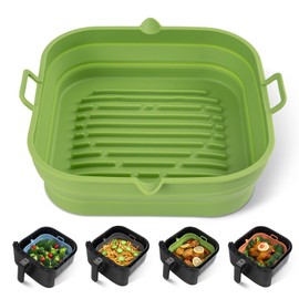 Loveuing Silicone Air Fryer Liners Square - Reusable Airfryer Silicone Basket - Easy to Clean Air Fryers Silicone Pot for 5.8 to 8 Qt Air Fryer Baking Tray Oven Accessories, 8.5 Inch Large