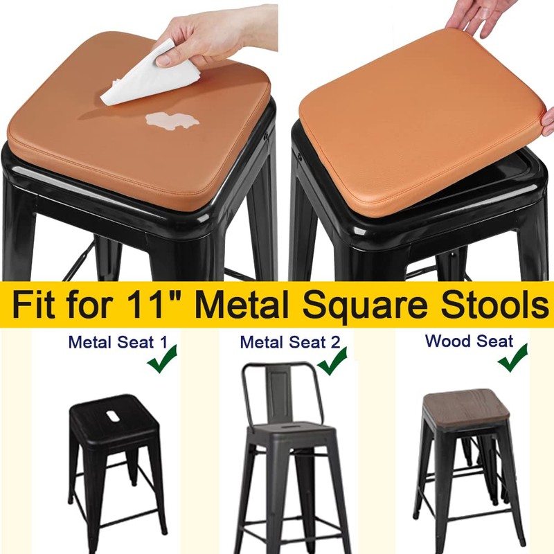 SINOSSO Modern Faux Leather Bar Stool Cushions 4 Pack, Leathaire