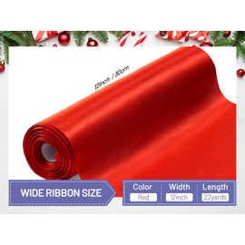 FAKILO Red Ribbon 12 Inch x 22 yd Wide Giant Ribbons for Grand Opening Cuttings Ceremony Outdoor Business Christmas Wedding Decor