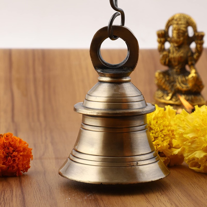 UAPAN Brass Decorative Wall Hanging Bell with Chain & Hook