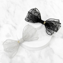 (2 types) Burnaby Feminine Chiffon Big Wide Hairpin Black / (2종) 버나비 페미닌 쉬폰 빅 와이드 헤어핀 블랙