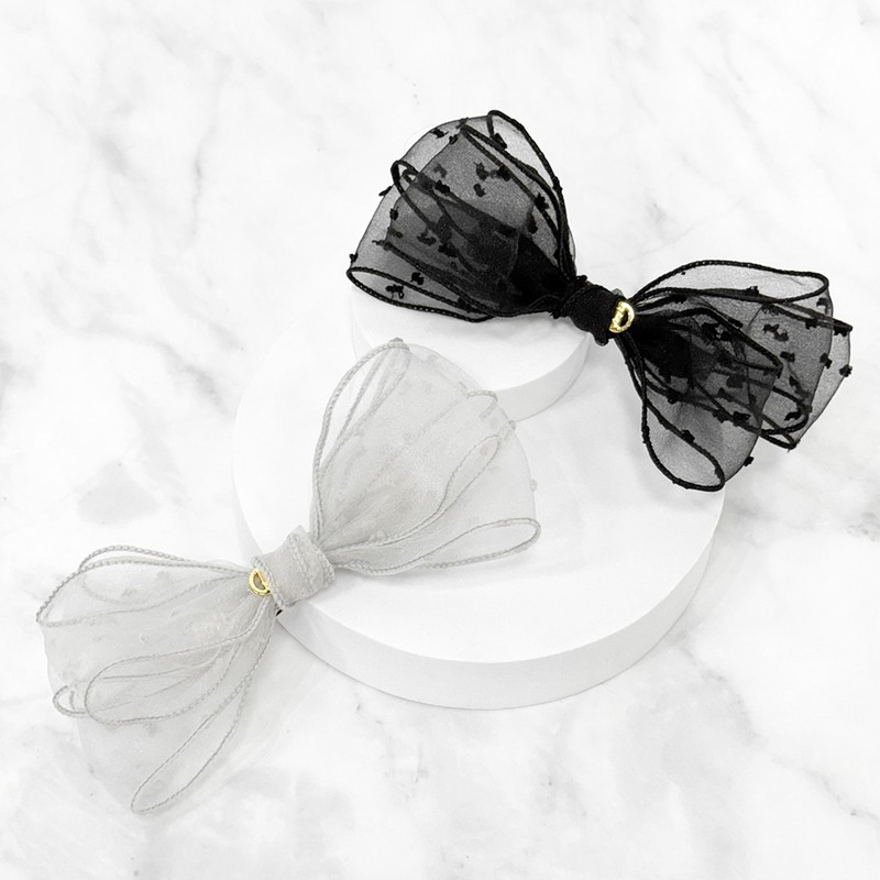 (2 types) Burnaby Feminine Chiffon Big Wide Hairpin Black /