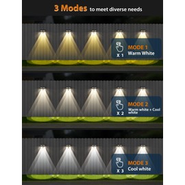 16PACK Solar Fence Lights Outdoor,Warm White & Cold White & Mixed Light 3 Modes Bright Lens LED Waterproof Solar Wall Lights Solar Powered Deck Lights for Stairs/Step/Fence/Yard/Patio/Pathway/Pool