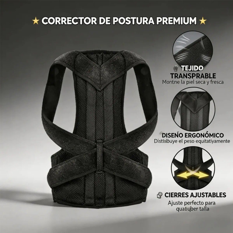 General - Corrector De Postura Ajustable Para Espalda Hombre Y