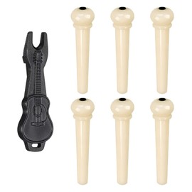 7 PCS White Acoustic Guitar Bridge Pins Set with ABS String Puller - Ideal for Guitarists' String Replacement & Maintenance