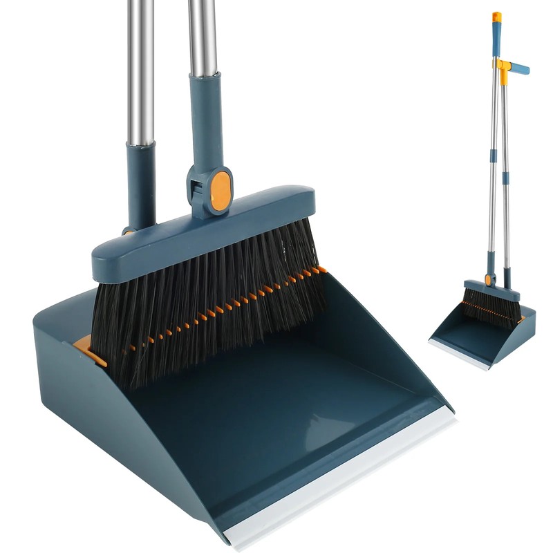 willstar Stainless Steel Broom and Dustpan Set, Long Handle Upright
