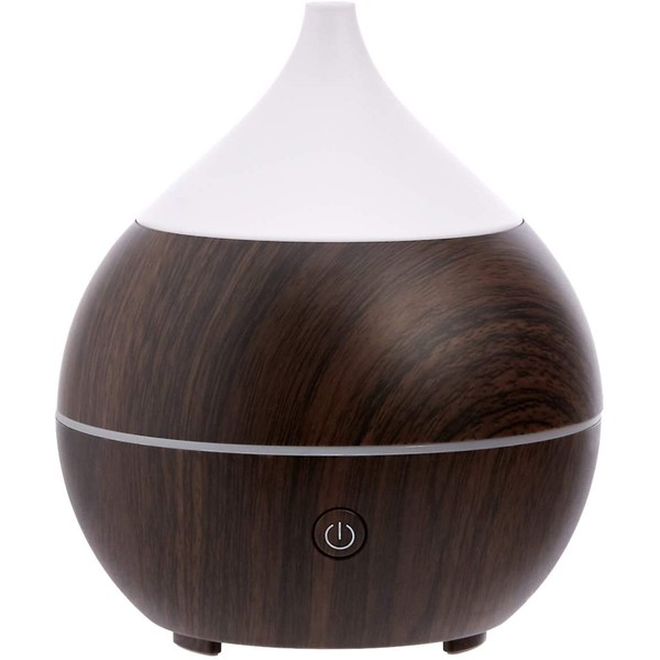 Amazon Basics 200ml Ultrasonic Aromatherapy Essential Oil Diffuser with Bluetooth Speaker, Dark Wood Finish Base