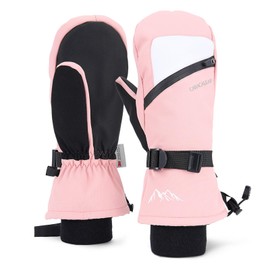 Caracaleap Ski Gloves Winter Gloves Men Women Winter Snow Mittens Waterproof Winter Gloves Pink M-L