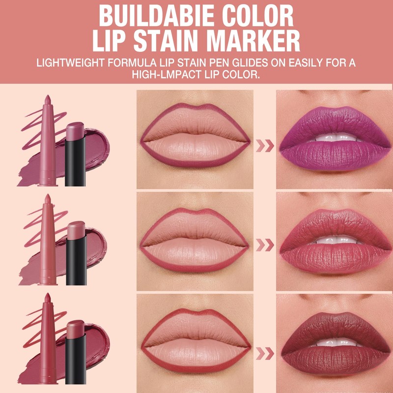 LANGMANNI 12Pcs Sculpting Matte Velvet Lip Set,Nude Colors Sculpting Kit|