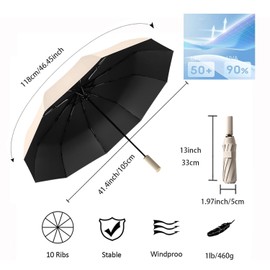erised's bifrost French style Automatic Windproof Travel Portable Compact Folding Umbrella Auto Open Close/10 Ribs/UV Protection/Sun Rain/Handle Auto/Women Men