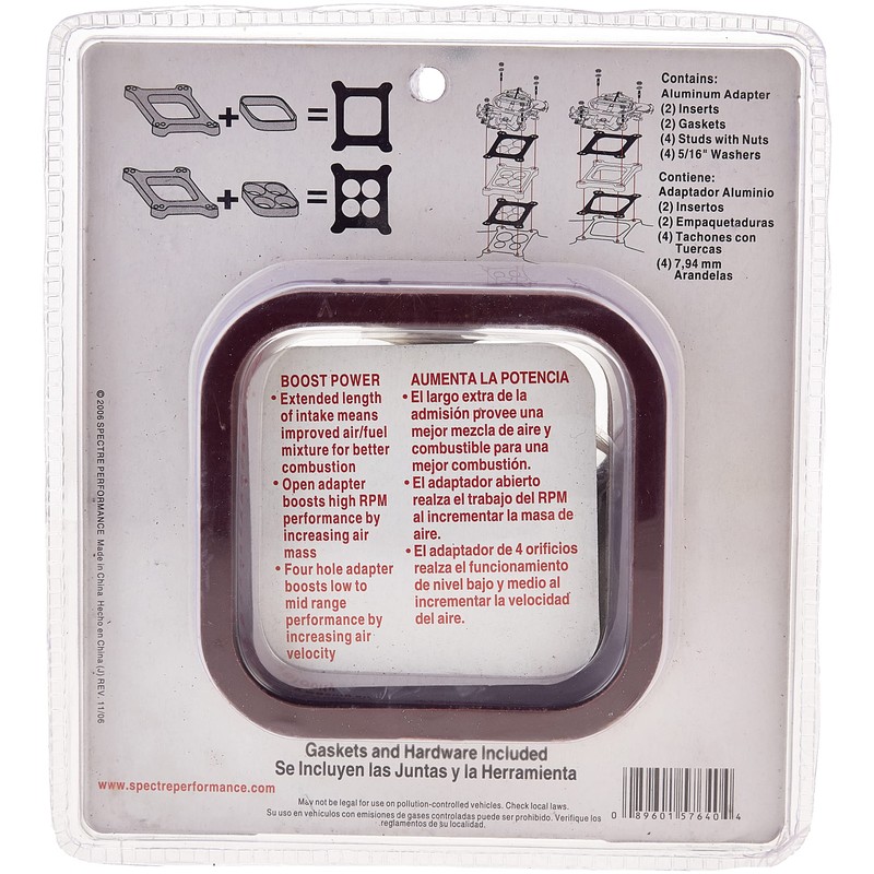 Spectre Performance 5764 Universal 4-Hole/Open Carburetor Spacer