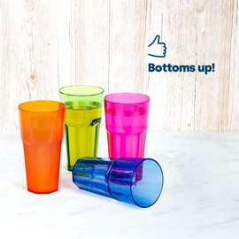 LIVIVO Set of 4 Bello Plastic Tumbler | BPA Free Premium Quality | Beautiful Colors | Stackable Design| Perfect for Picnic,Camping, Kids Party, Caravan, Indoor & Outdoor | 600ml Capacity (Pack of 4)